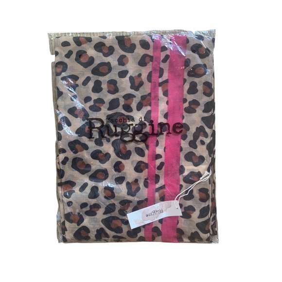 MACCHIA DI RUGGINE LEOPARD PRINT SCARF WOMEN SIZE 37 X 75 - Picture 8 of 9